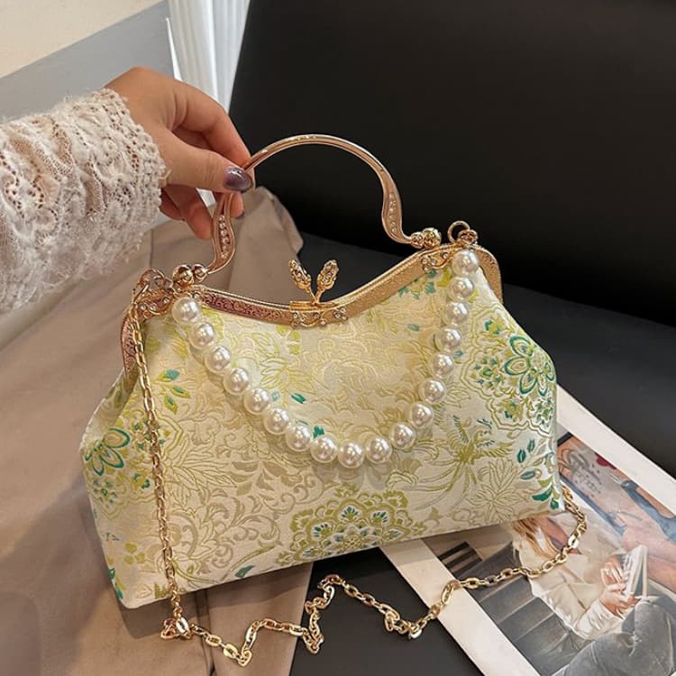 National Style Embroidered Brocade Mouth Gold Bag Women's Banquet Handbag