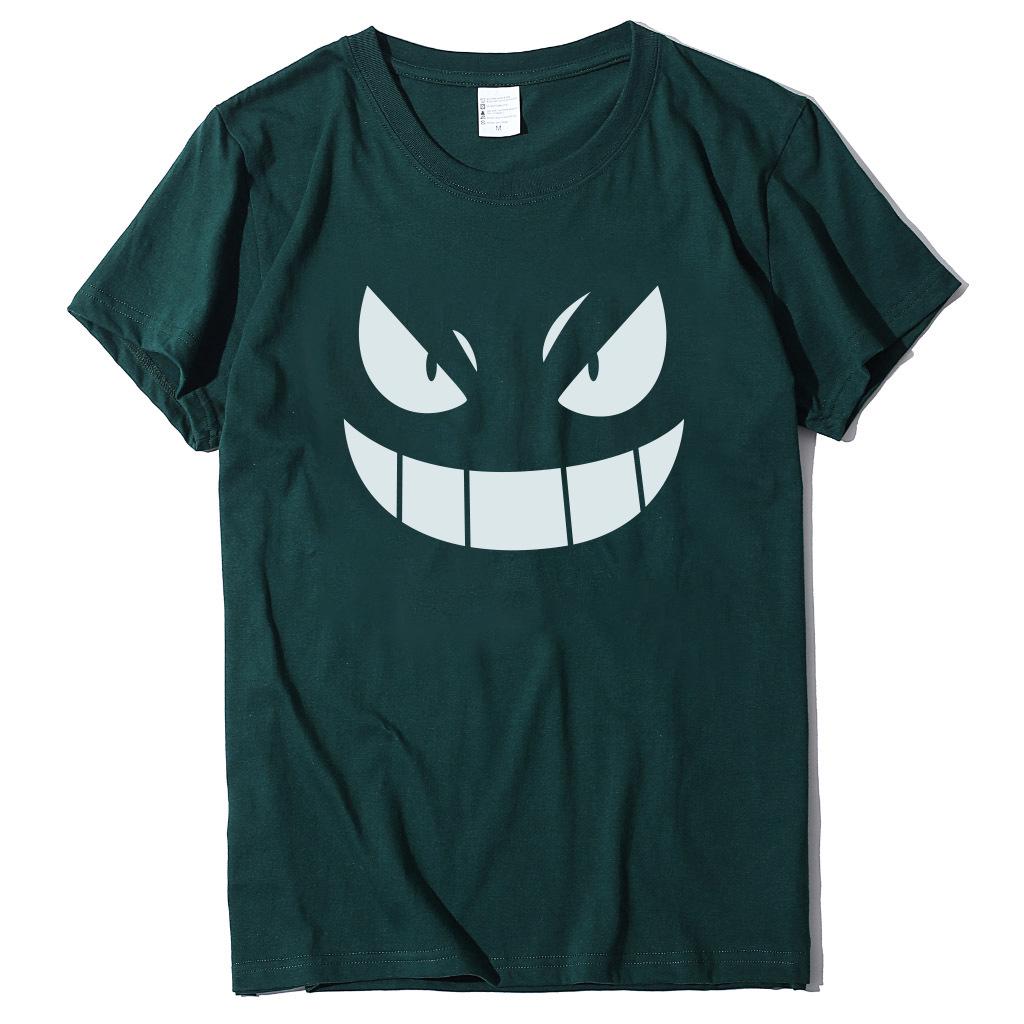 Unisex European-American Plus Size T-shirt with Evil Funny Face Art Print