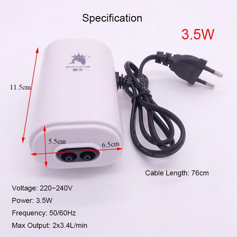 

220V 3.5W 8W 12W Aquarium Air Pump Fish Tank Mini Air Compressor Oxygen Pump Aquarium Fish Tank Accessories Two Outputs New2025