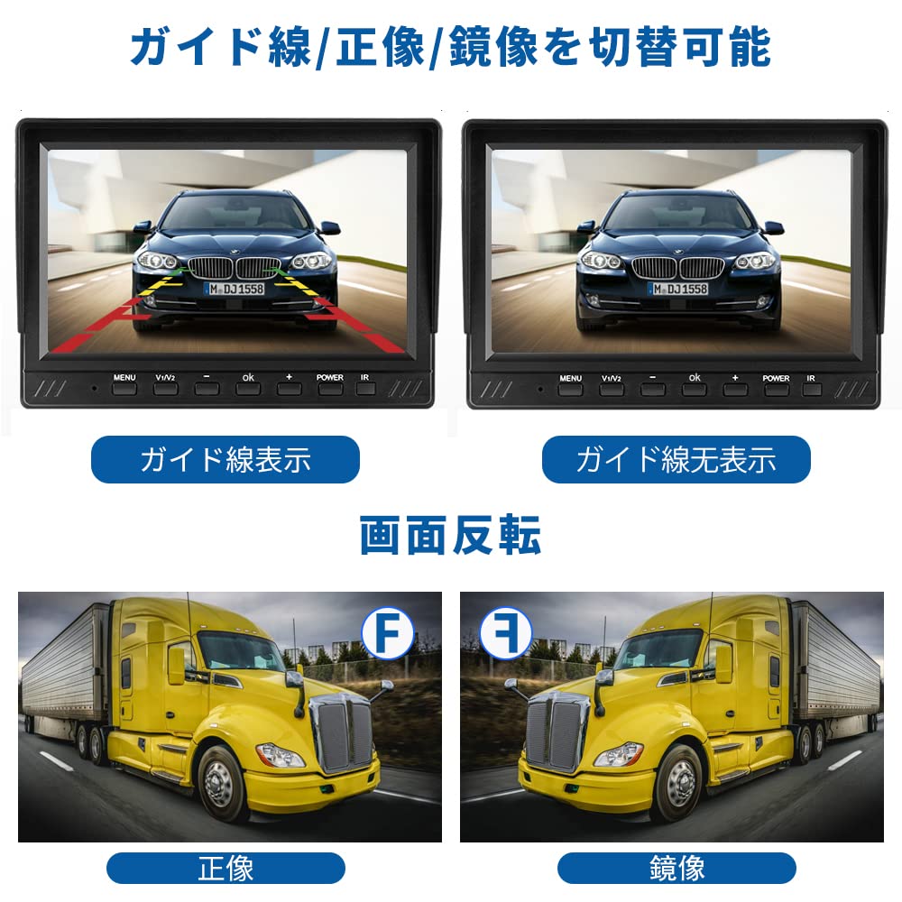 OBEST Monitor Camera Set with Recording Backup Camera LCD Monitor for 1080P Blind Spot Screen BSD Compatible with Heavy 20M 7-inch Function, Set,