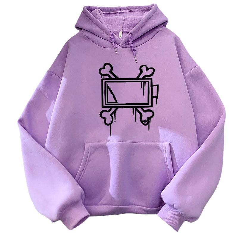 Unisex Herbst/Winter Hoodie Sweatshirt mit Knochenprint, überschnittenen Schultern und Rippdetails