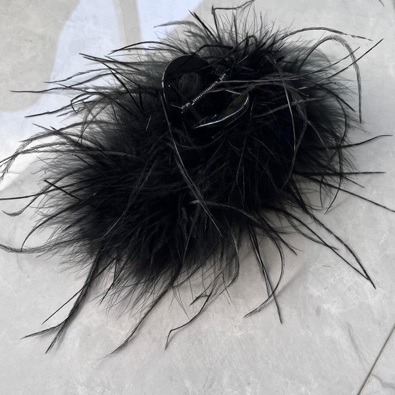 Hochwertige verschlüsselte Straußenfeder-Klammer, hochwertige Haarklammer (Shark Clip), mittelklein, Haarklammer zum Anstecken am Hinterkopf, Haarschmuck für Damen