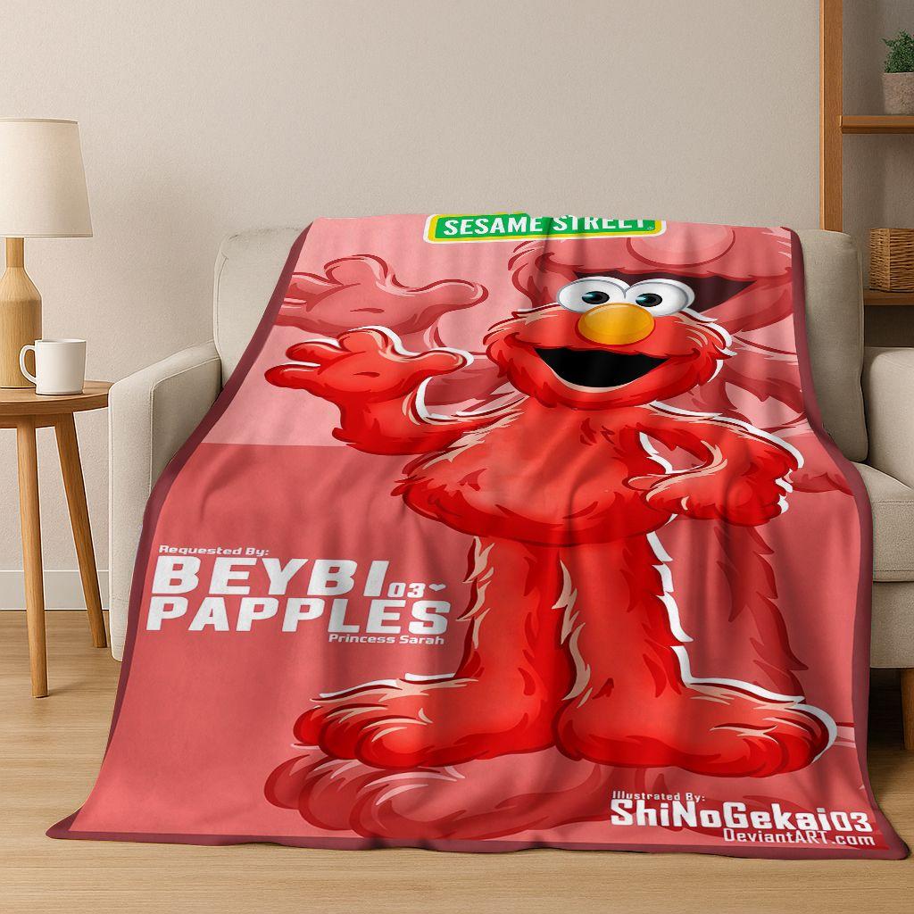 3D S-Sesame Cartoon Art Flannel Blanket,Cozy Soft Throw Blanket for Home Bedroom Bed Sofa Picnic Office Cover Gift Kids