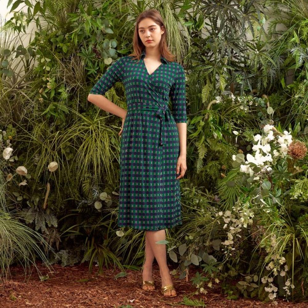 Lipbbam Cleora Derosi Cara 3 4 Sleeve Long Wrap Dress Ldm11gv101