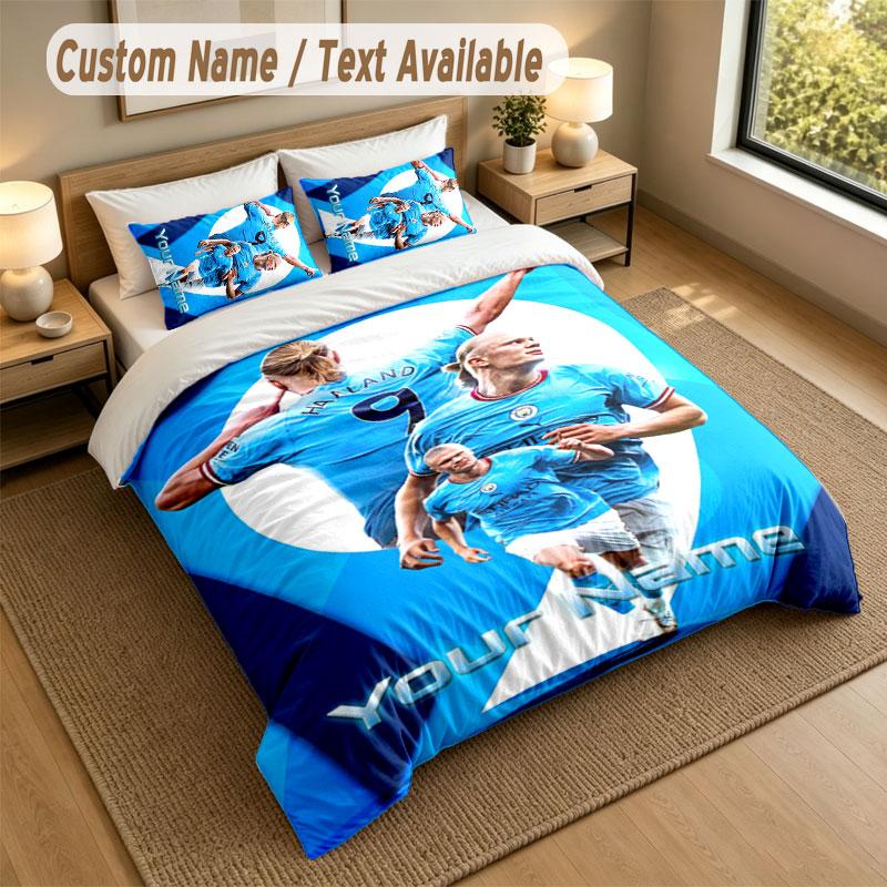 Bedding Set 1 Duvet Cover 2 Pillowcases Erling Haaland Print Soft Bed Linen Bedroom Decor