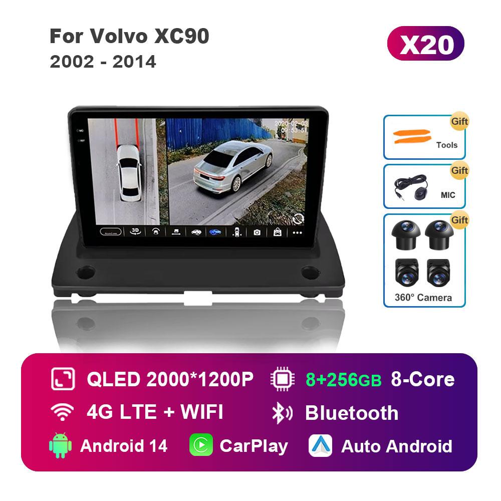 Bluetooth WiFi GPS Navigation Android 14 System for Volvo XC90 2002 - 2014 IPS Touch Screen Car Radio Multimedia player 4G