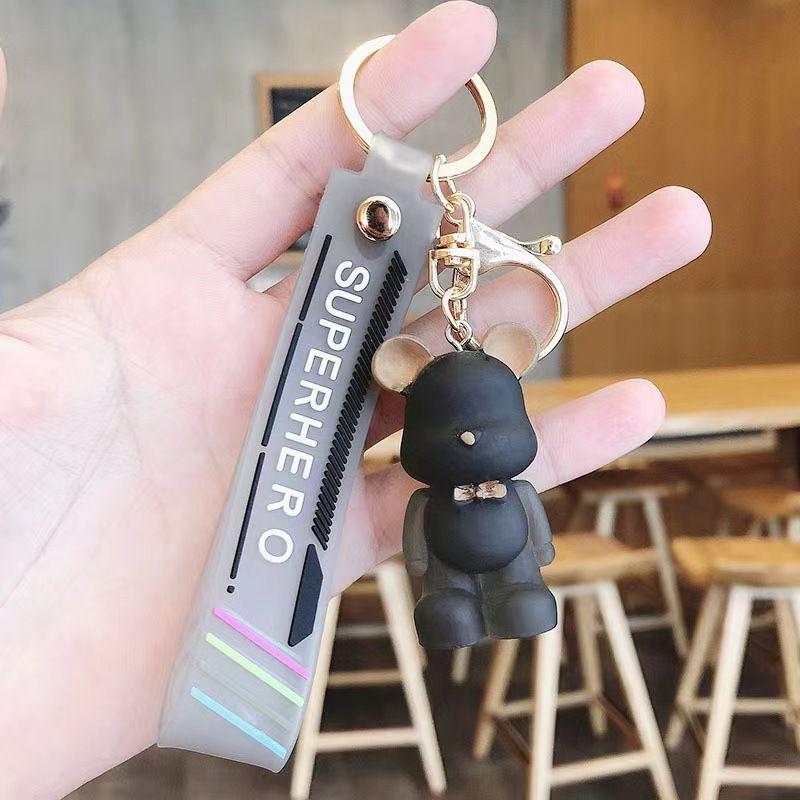 

Bear Crystal Glass Doll Key Chain Acrylic Car Key Accessories Pendant Bag серый