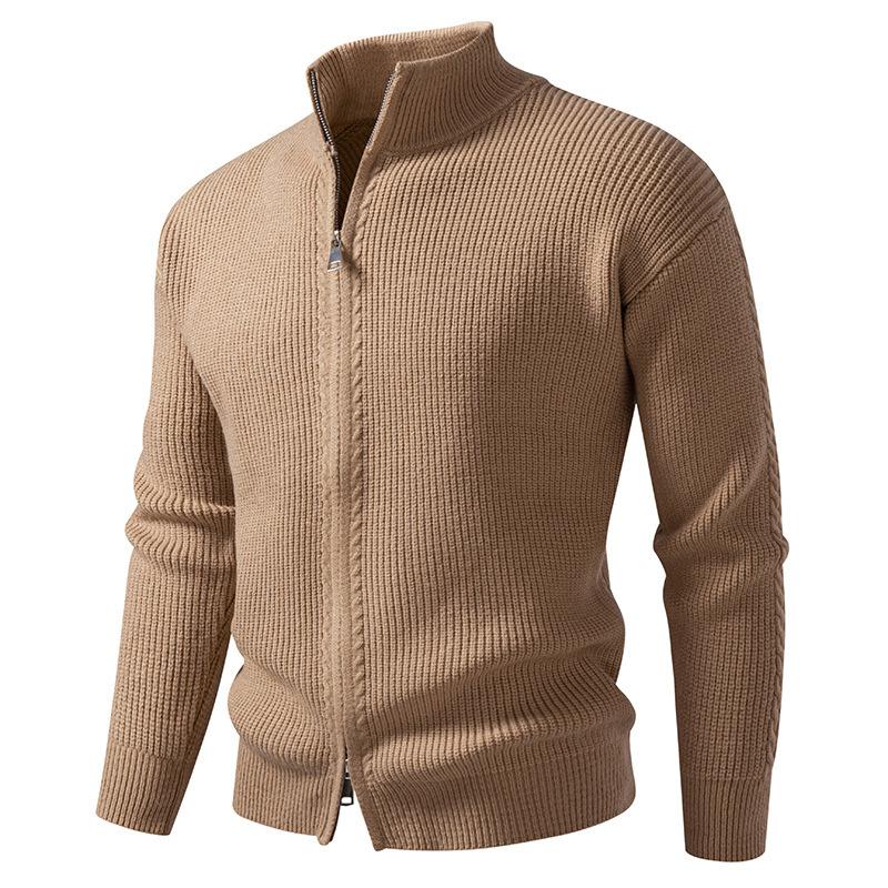 Zipper Fashionable Casual Stand Collar Sweater Jacket for Men