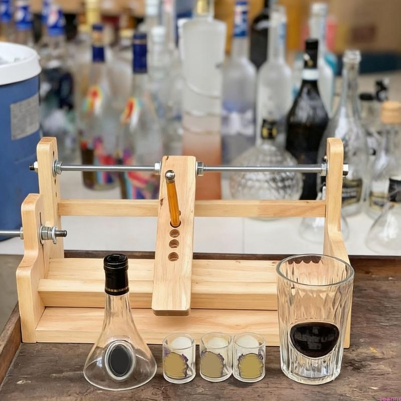 Compactly Wood Frame Glass Bottle Cutting Tool For Home DecorativeProjects And Recycling Crafts Cutter 35x15cm