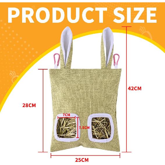 2 Pack Rabbit Guinea Pig Hay Feeder, Cute Bunny Hay Bag, Hanging Hay Holder for Guinea Pig Cage, Hay Feeder for Rabbits Chinchillas Hamsters Small