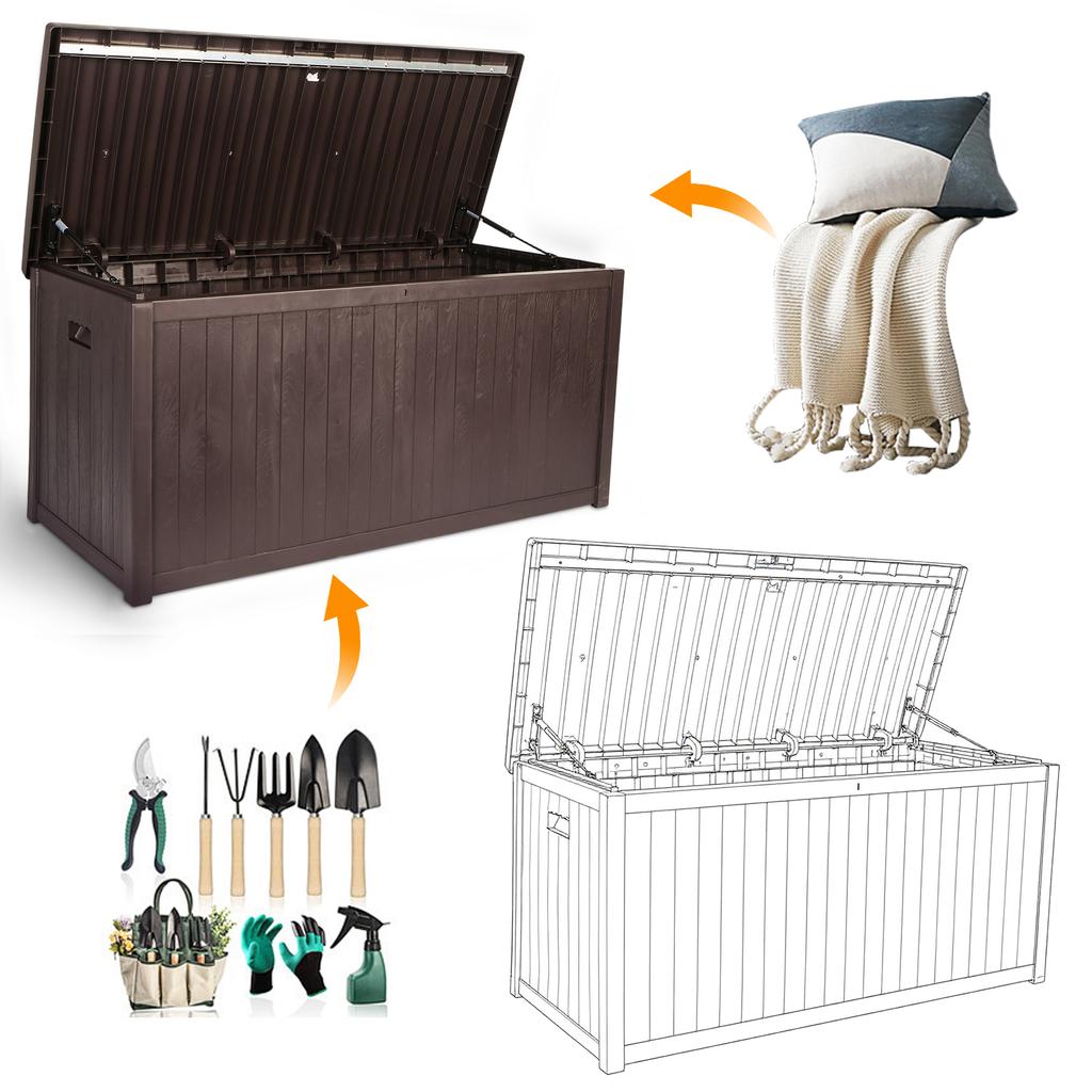 Outdoor Storage Box Deck Box Waterproof Heat-resistant Storage Chest for Outside Patio Furniture Cushions Pool Supplies Garden