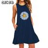 QICED Fashion Summer Spring Sleeveless  V-Neck Casual Dresses