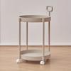 2-Tier Elegant Side Table with Wheels Trolley Table In Living Room Simple Sofa Table with Handle Easy To Move Coffee Table