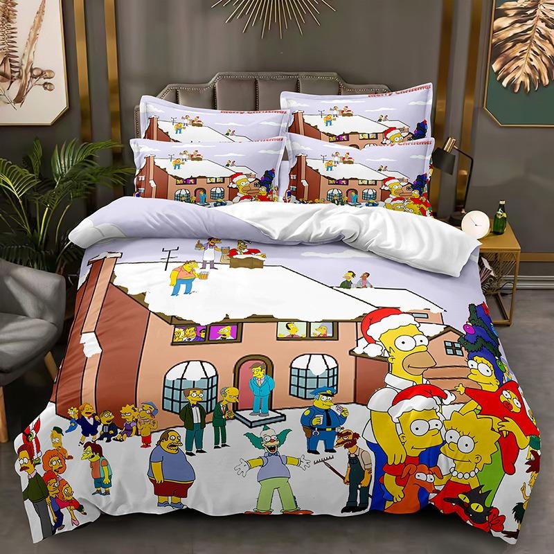 Funny Animation The Simpsons Duvet Cover Microfiber Bedding Set 3D Print Duvet Quilt Cover With Gifts Suitable for Boy and Girls