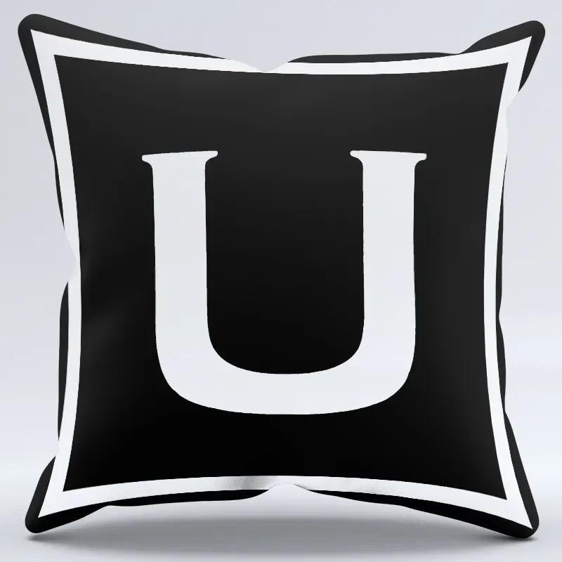 Simple Black and White Letter Print Pattern Home Bedroom Living Room Sofa Car Office Decoration Pillowcase