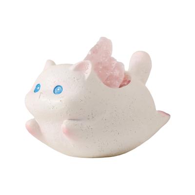 Cartoon Miniatur Katzen Figur Handgefertigtes Kunsthandwerk aus Harz mit Kristall Ätherischer Öl Diffusor Perfekt für Bücherregal Schreibtisch Dekorationen