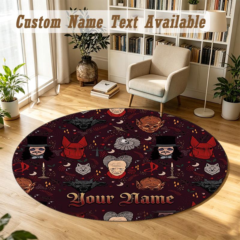 Dracula Personalized Round Rug Support Custom Name, Soft Home Decor Mat