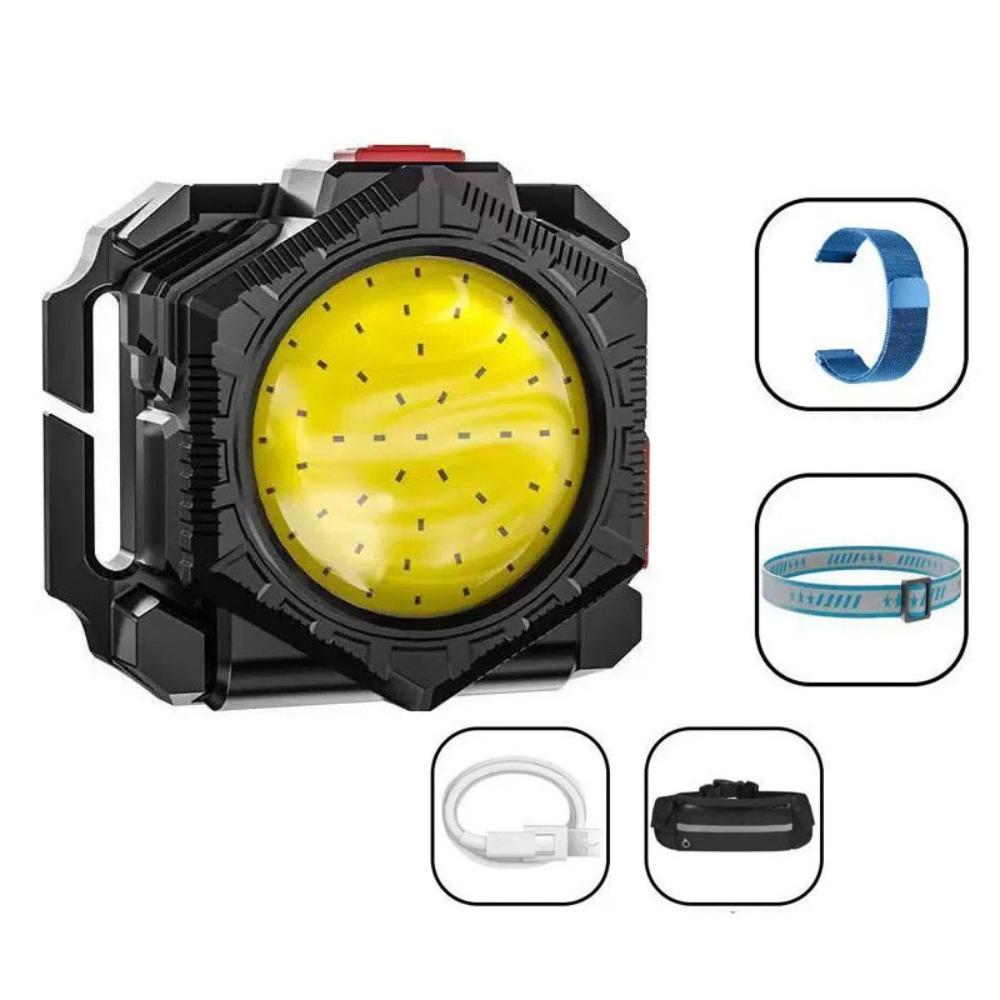 

Multi-Functional Helmet LED Light 3-in-1 Super Bright COB Bead Wrist Light Type-C Rechargeable Adjustable Headband чорний