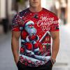Classic American Cartoon Santa Claus Christmas Tree Short Sleeved Fashionable Holiday Casual T-shirt