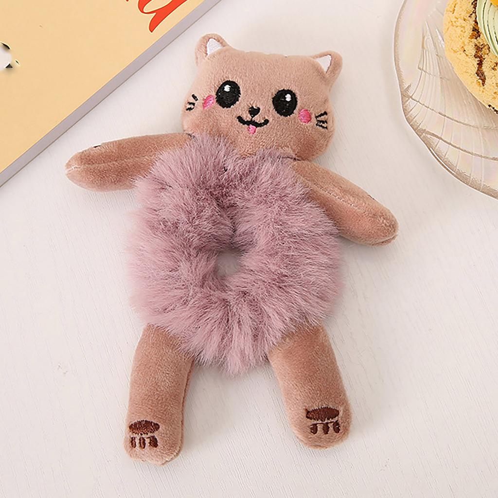 2025 Women's Fashion Plush Hair Tie Cute 3D Cartoon Tie Hair Headrope Horsetail Pouch