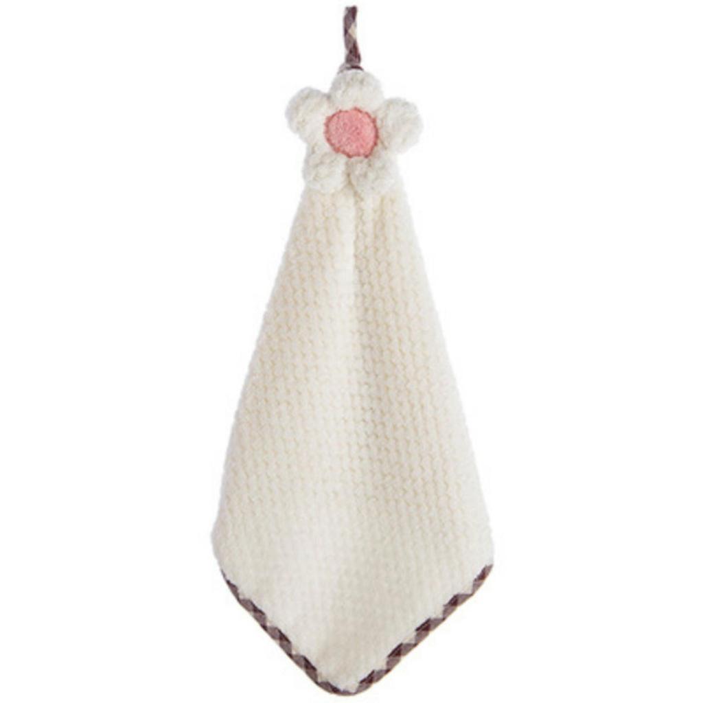 Hand Towel Coral Velvet  Grid Cartoon Hanging Style Bathroom Kitchen Dishwashing Thickened Absorbent Creative Cloth