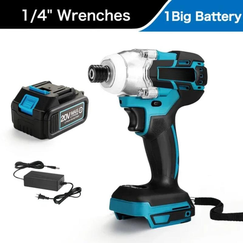 18V Brushless Drill Rechargeable 1/4 Square Drive Wrench Power Tool Cordless Electric Impact Wrench