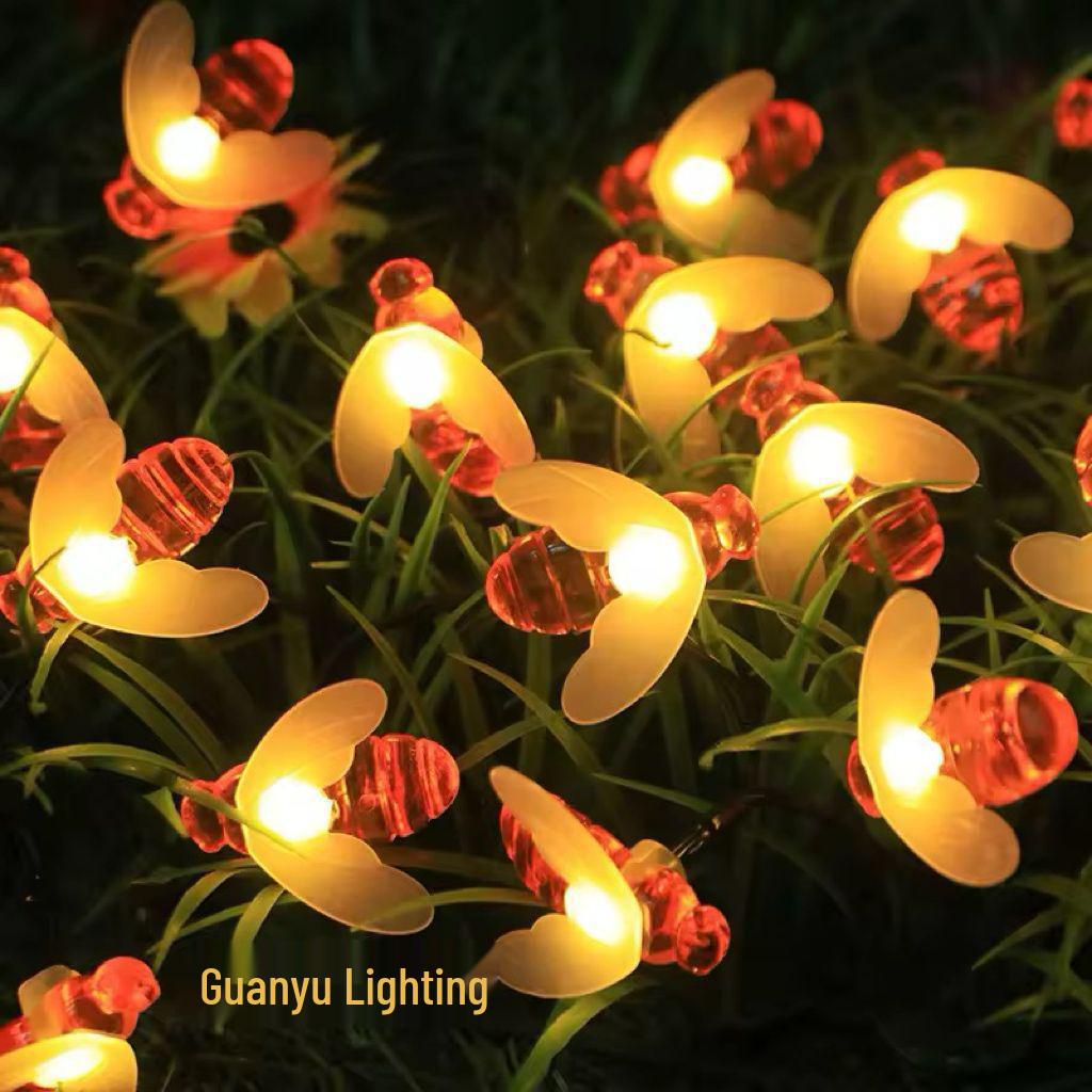 Waterproof Solar LED Bee String Lights for Outdoor Lawn & Christmas Decor