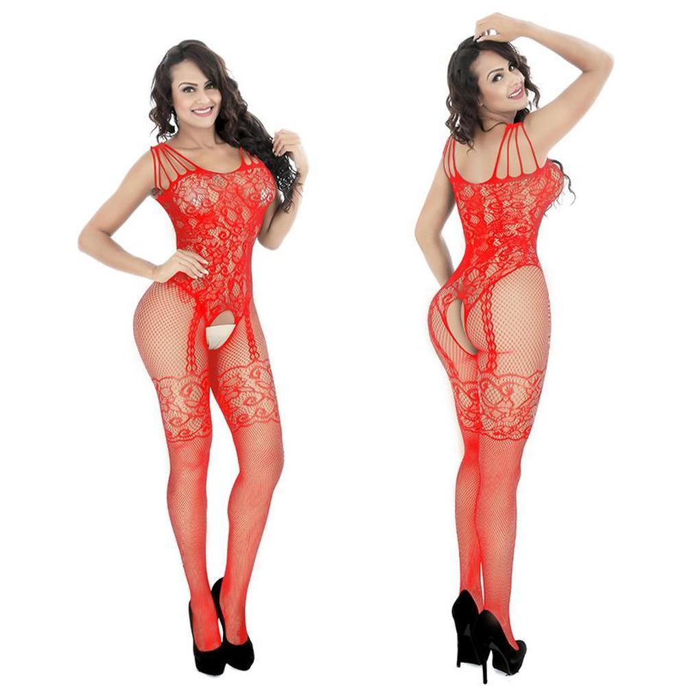 Sexy perspektivní kombinéza Dámské krajkové spodní prádlo s vyhloubeným rozkrokem Babydoll