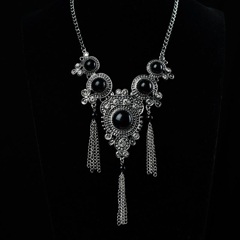 Retro Tibetan Necklace Female Turquoise Tassel Personality Exaggerated Pendant Exotic Tibetan Accessories