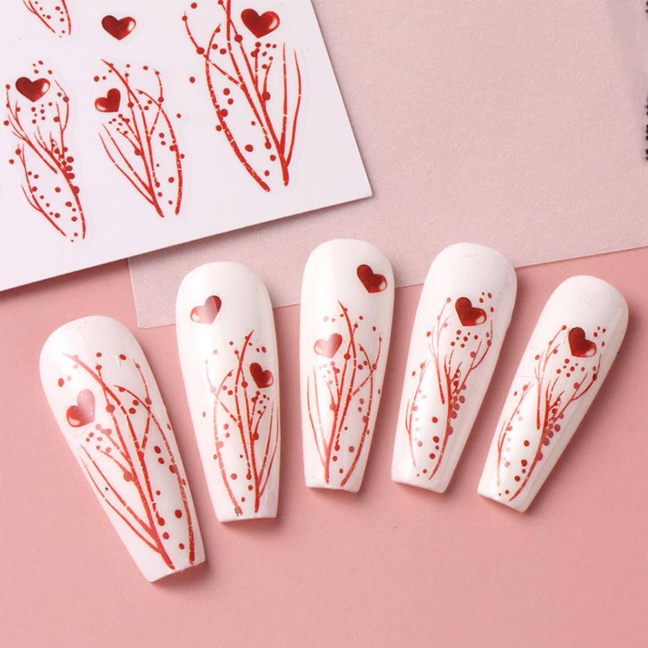 Xiaomi 2pcs Red Love Heart Nail Art Sticker of Valentine's Day Self-Adhesive Romantic Design Sliders Decorations Manicure Accessories