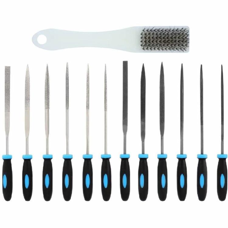 13Piece Sturdy Steel File Collection with Cleaning Brush Functional Shaping Tool for Professional and DIY Use