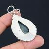 Pear Natural Solar Moss Agate Engagement Birthday Pendant 925 Sterling Silver