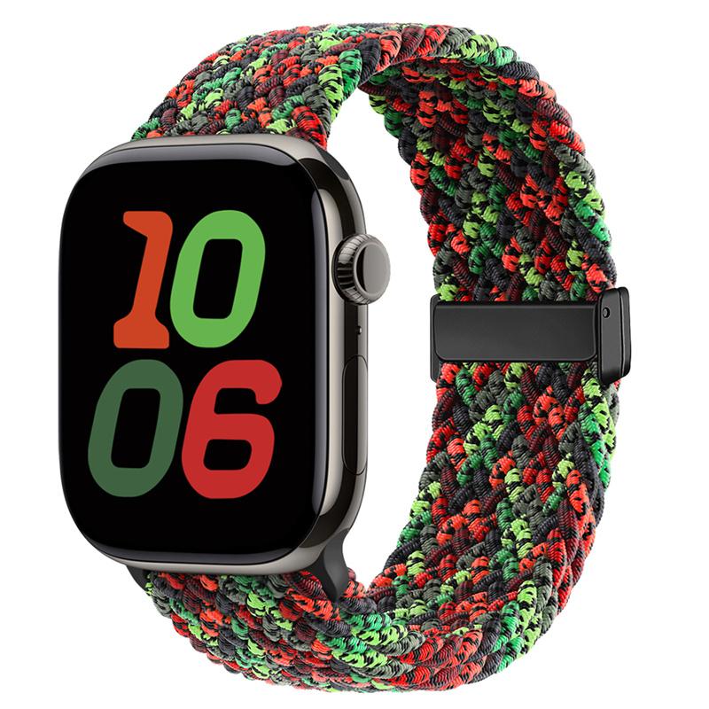 

Nylon Braided Loop Strap for Apple Watch Ultra1 2 3 49mm series 11 10 46mm 42mm Metal Magnetic Bracelet Wristband for series 9 8 7 6 44mm 40 41 45mm 40/41/42（S10/S11)MM