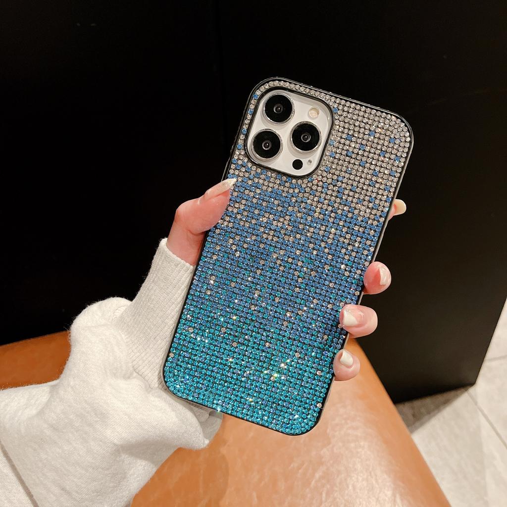 Suitable for Samsung S25 Gradient Rhinestone Phone Case S23ultra Starry Sky Full Diamond S24 Straight Edge S22 Luxury