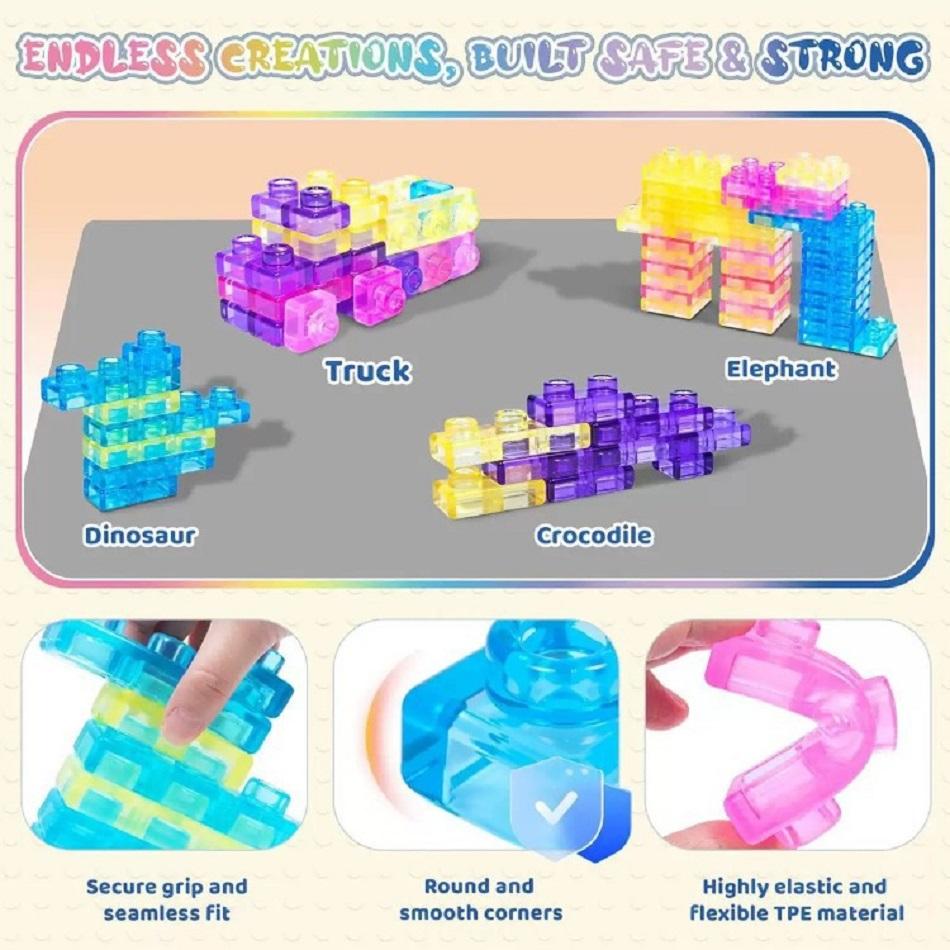 New Squishy Jelly Building Blocks Soft Stretchy Sensory Toys For Kids Teens Perfect For Party Playroom Table Decoration
