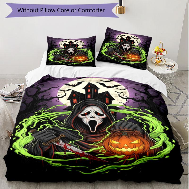 3pcs Duvet Cover Set (1*Duvet Cover + 2*Pillowcase, Without Core), The Nightmare Before Christmas Print Soft All‑Season Bedding Set, Home Bedroom Deco