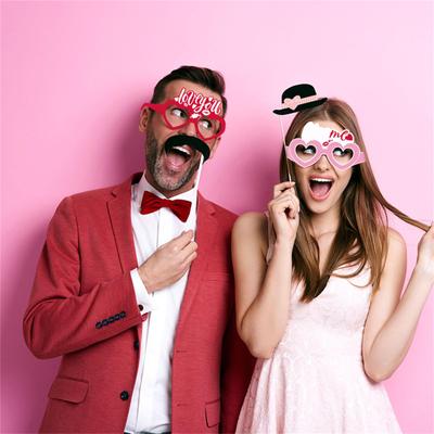6pc Valentine's Day Themed Paper Glasses Valentine's Day Party Funny Colorful Decorative Glasses