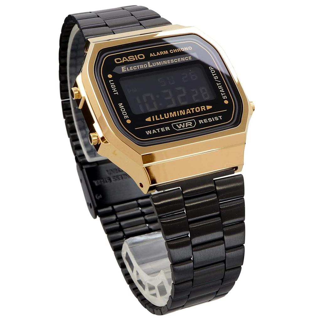 CASIO Digital Watch Standard A168WEGB-1B Men's/Women's Black × Gold Black Reversed LCD Overseas Model