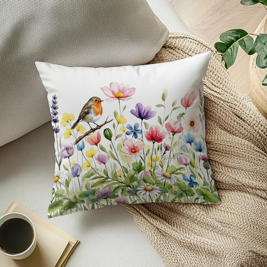1pcs Watercolor Flowers Cushions Pillowcase Polyester Cushion Cover Throw Pillow Pillowcover Home Car Sofa Decor