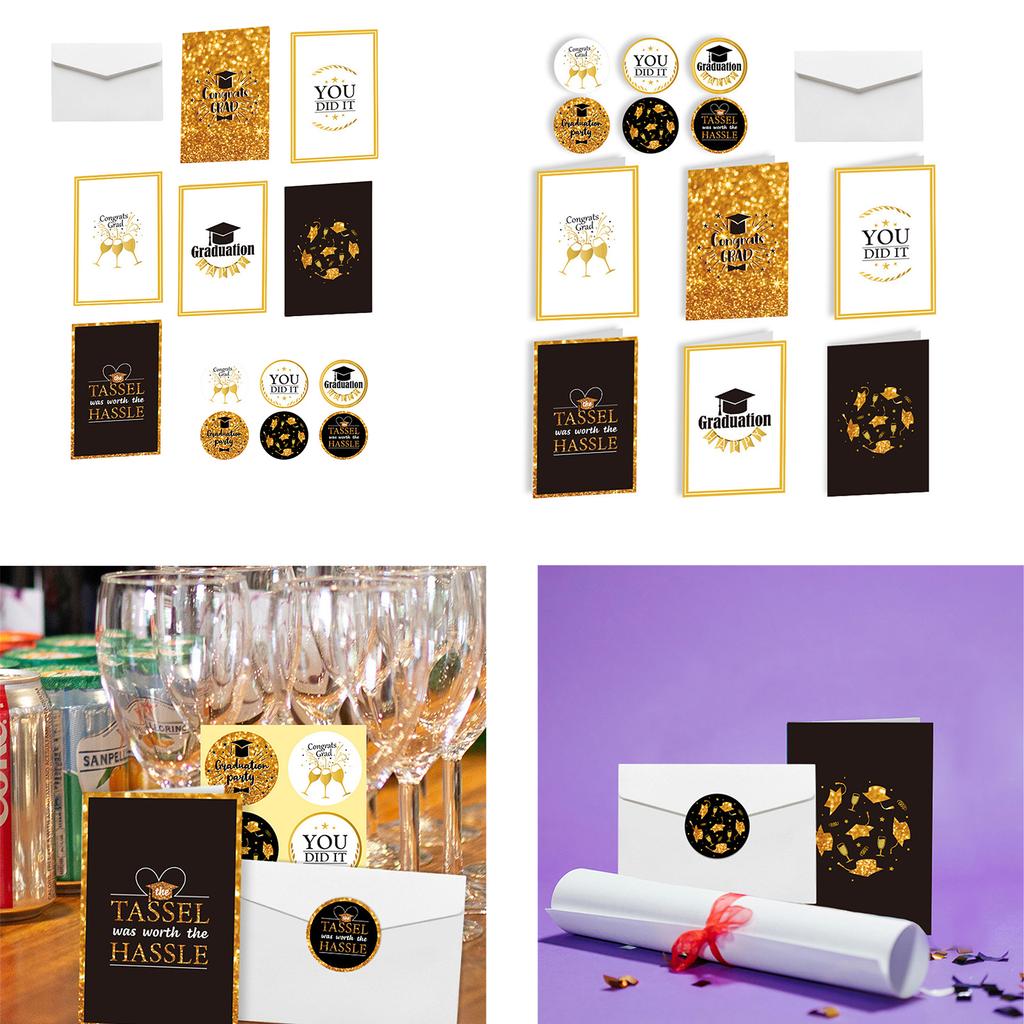 6 Set Graduation Cards 2024 Graduation 2024 Party Supplies Grad Gift Greeting Cards for College & High School Grad