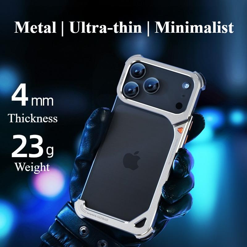 Oatsbasf 9-Shaped Phone Case for IPhone 17 Pro Max/17 Pro with Stand Metal Frameless Magsafe Minimalist Bumper Shockproof Cover