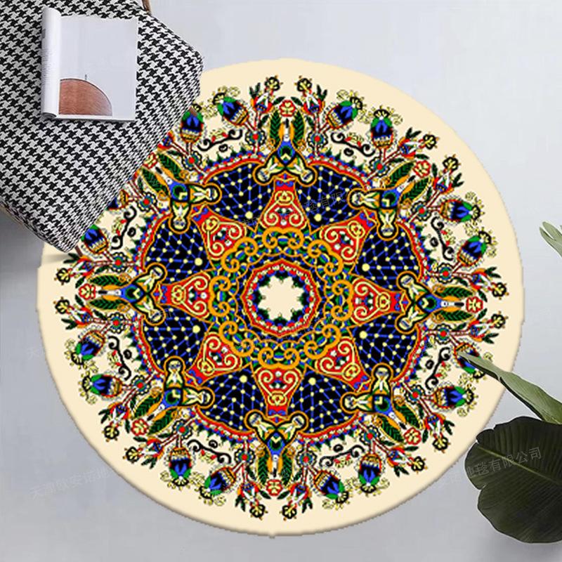 Ethnic Style Circular Carpet Balcony, Coffee Table Living Room Carpet Large-sized Carpet