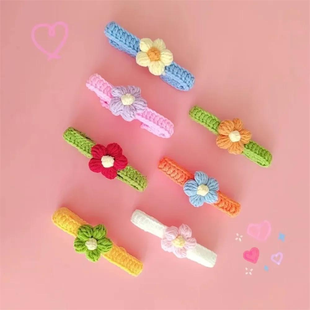 Adjustable Wool Necklace in Crochet for Dog and Cat, Kawaii, Flowers, Pet Neck Accessories, Puppy, Kitten, Scarf, Bow Tie, Pet Gift