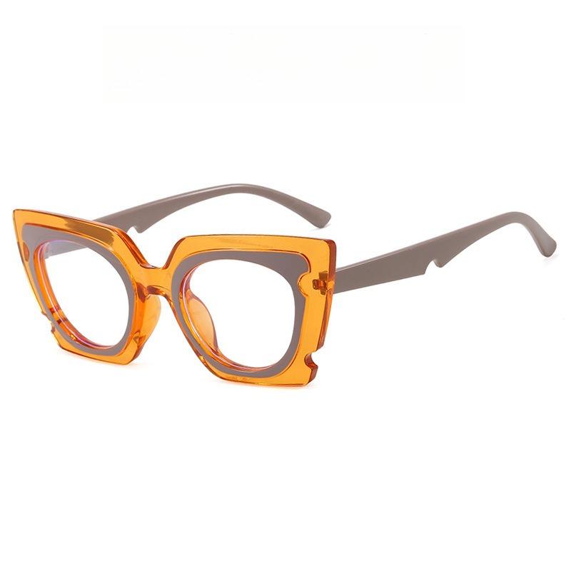 Unique Oversized Cat-Eye Plain Glasses Fashionable Cutout Design Ins Decorative Blue Light Blocking Non-Prescription Eyewear