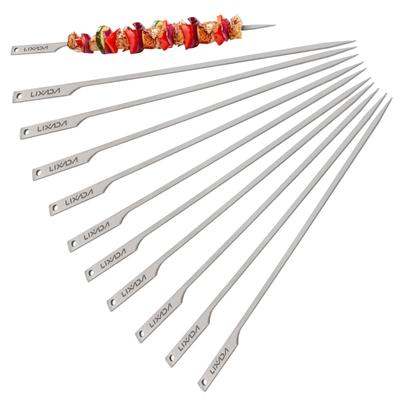 10 stücke 10 Zoll Flache Ti Grill Spieße Outdoor Hinterhof Picknick BBQ Grillen Kabob Spieße BBQ Sticks