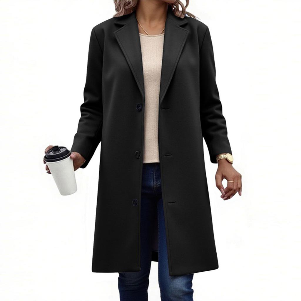 Women's Loose Comfortable Casual And Fashionable V-neck Long Sleeved Solid Color Woolen Jacket