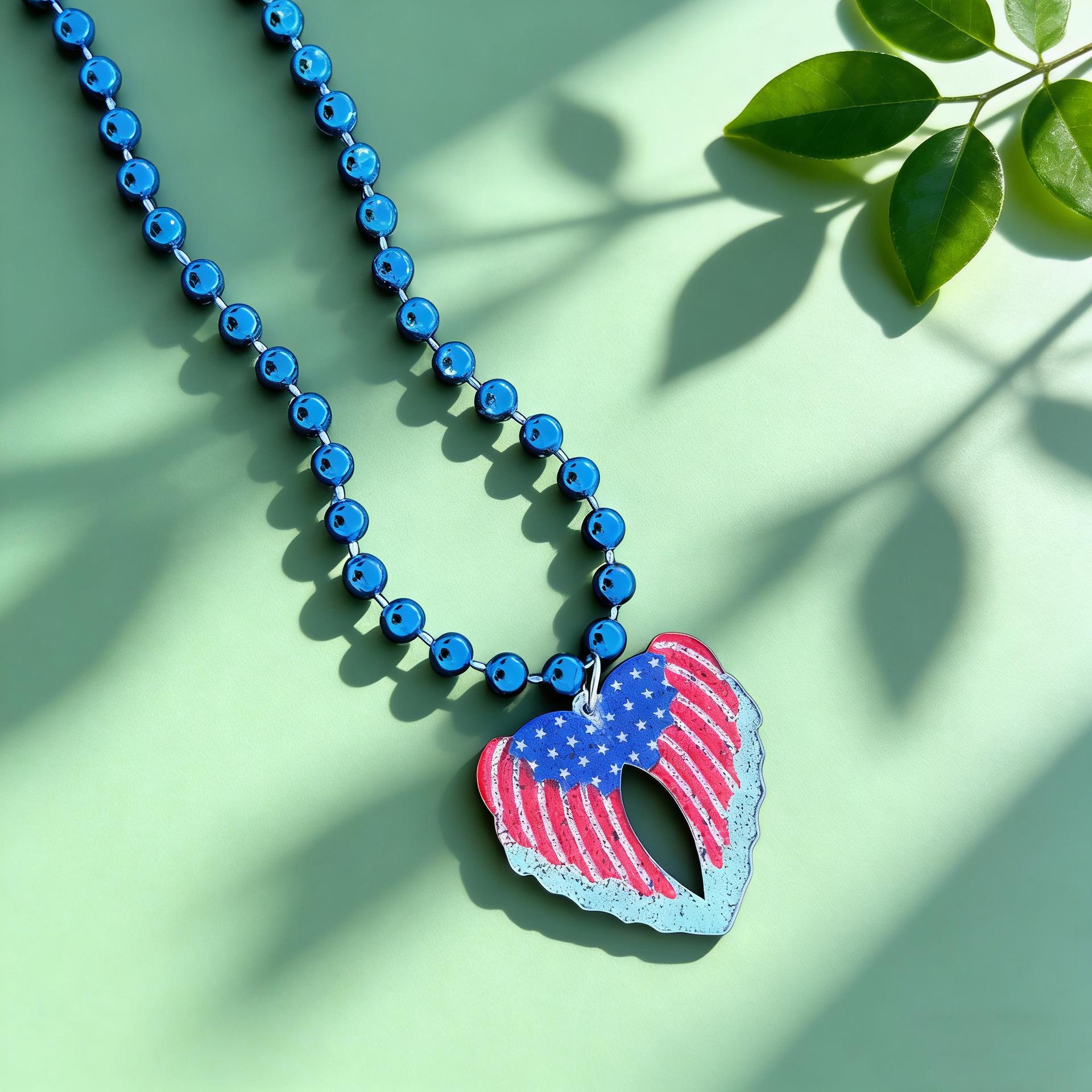 

Unisex Acrylic Pendant Necklace for American Independence Day