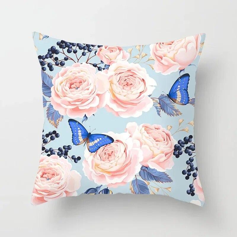 Car Living Room Sofa Cushion Cover Luxury Home Decoration Pillow Cover Rose Flower Print Pattern Cushion Cover