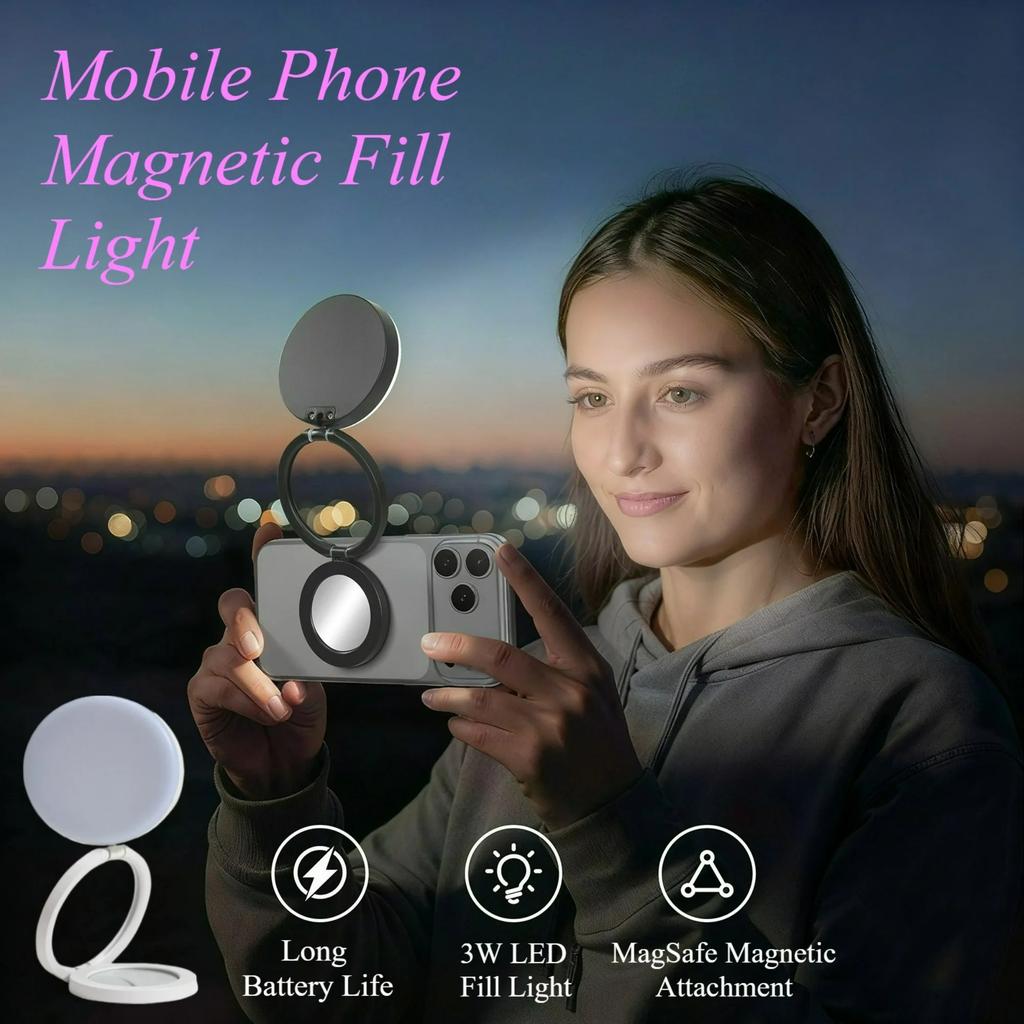 Magnetic Mini Selfie Light Adjustable Brightness Smartphone Photography Flash Led For Iphone Xiaomi Huawei Samsung