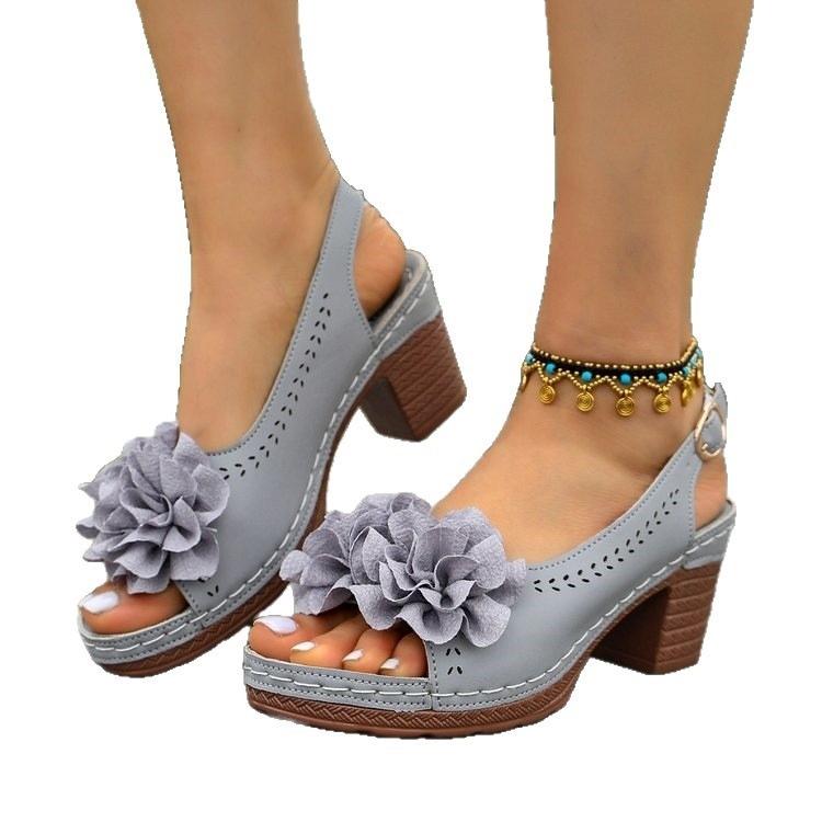 Women's High-heeled Shoes with Buckles, Beach Flip-flops Devotion